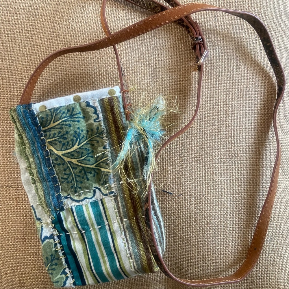 Patchwork Crossbody Bag With Brown Strap - image 2